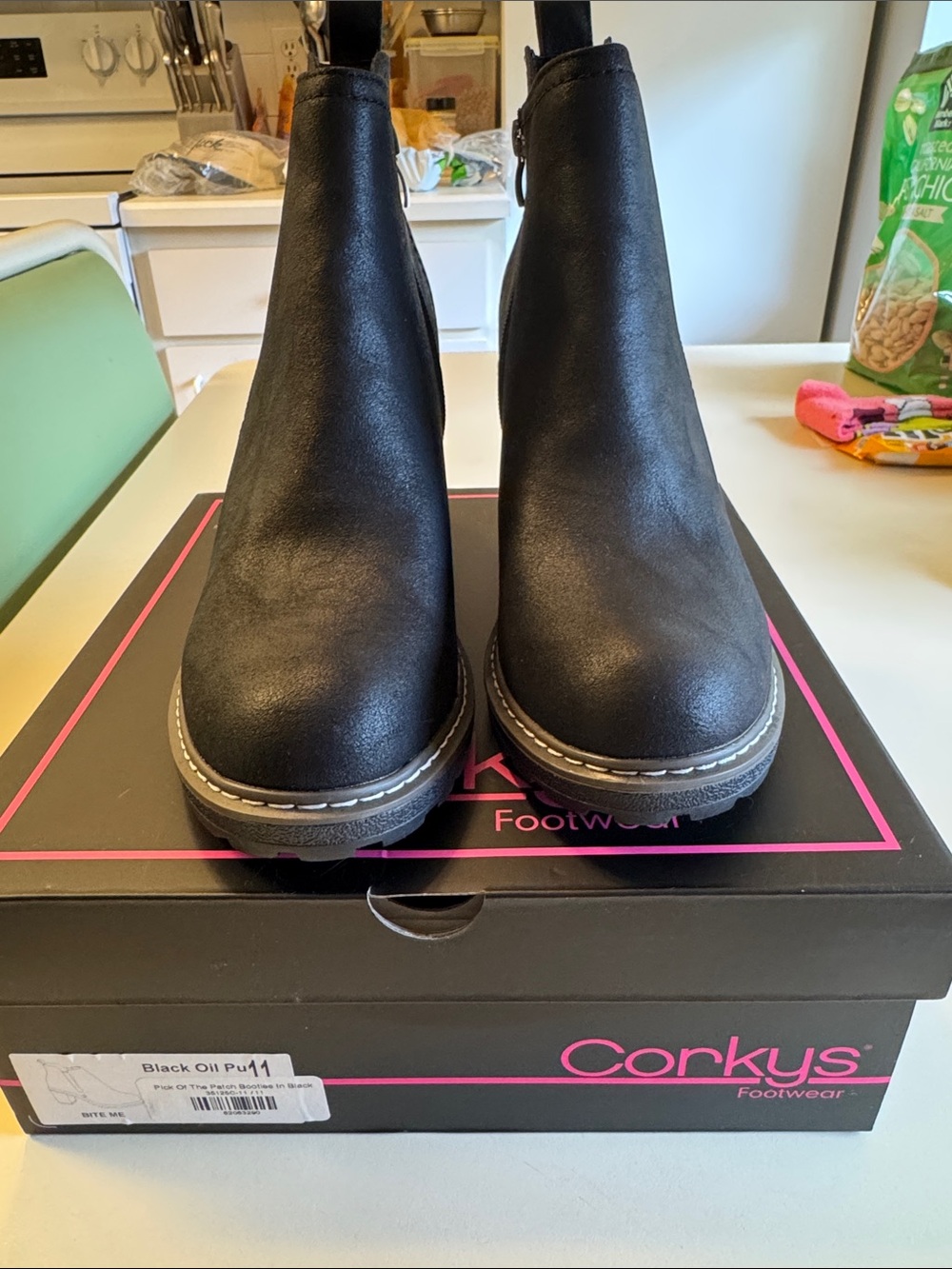 Corkys Black Chelsea Ankle Boots with Lug Sole